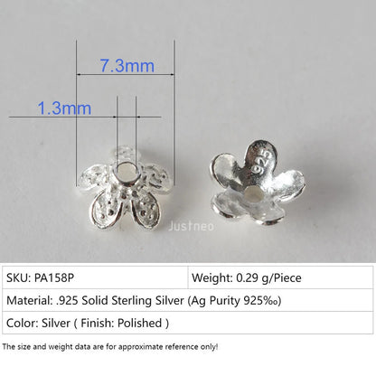 solid 925 sterling silver flower bead cap, spacer bead caps, jewelry diy silver findings/components