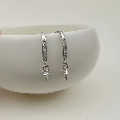1Pair Solid 925 Sterling Silver Earring Hooks with Pandant for Beads DIY Accessories Making