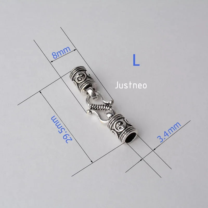 Antiqued solid 925 sterling silver S Clasp Leather Cord End Cap , silver jewelry diy findings/components
