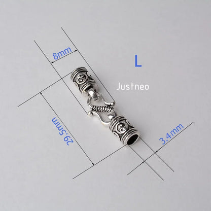 Antiqued solid 925 sterling silver S Clasp Leather Cord End Cap , silver jewelry diy findings/components