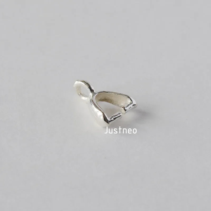 Solid 925 Sterling Silver Small Pinch Clip Bail Pendant Clasps Connector, jewelry DIY silver findings/components