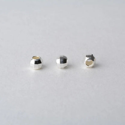 Solid 925 Sterling Sliver Seamless Faceted Beads Round Spacer Mirror Surface Cutting Loose Bead for Jewelry Making 2 mm 3mm ,1pc