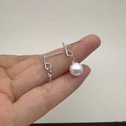 1Pair Solid 925 Sterling Silver Earring Studs DIY Accessories Making for Pearl Crystal Components Finding