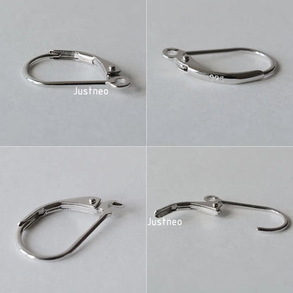 Solid 925 Sterling Silver Hinged French Leverback Eearwire Hook Findings , snap hook for Earring Jewelry DIY