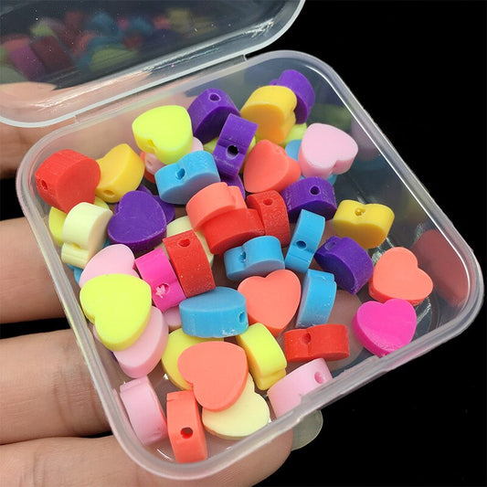 50pcs Heart Polymer Clay Beads DIY Kit