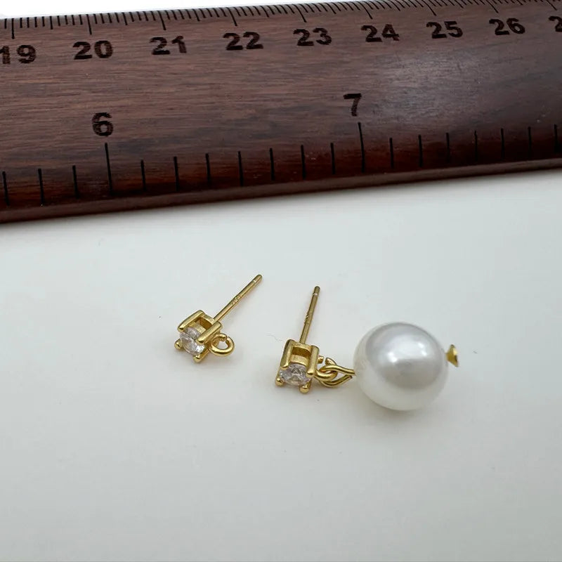 1Pair Solid 925 Sterling Silver Earring Studs with Open Jump RIng 3mm-5mm 4mm DIY Jewelry Making Accessories Finding