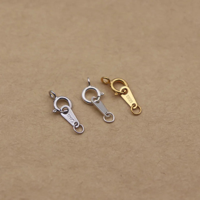 1Set Solid 925 Sterling Silver Double Hole Tag Clasp End Sring Necklace DIY Connector Bracelet String Components Finding