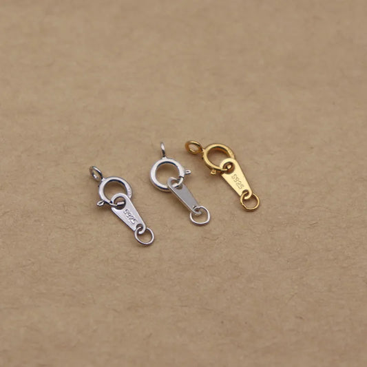 1Set Solid 925 Sterling Silver Double Hole Tag Clasp End Sring Necklace DIY Connector Bracelet String Components Finding