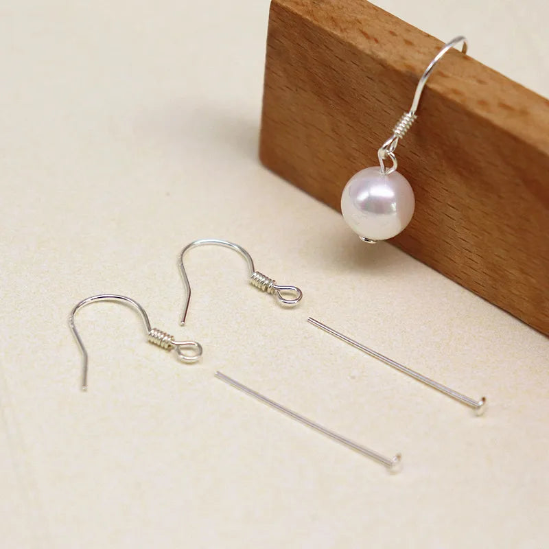 1Pair 925 Sterling Silver Earrling Settings Diy Jewelry Making Components For Round Beads Findings