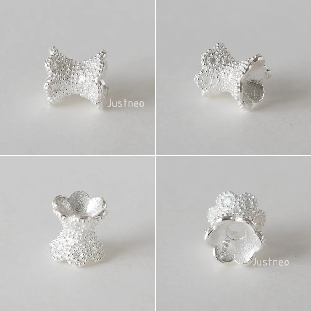 925 Sterling Silver Double Side Flower Beads Caps Spacer Beads for DIY Bracelet Necklace Jewelry Making