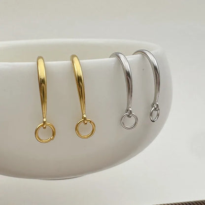 1Pair Solid 925 Sterling Silver Earring Hooks 18k Gold Color 9x14mm Simple DIY Jewelry Accessories Making Components