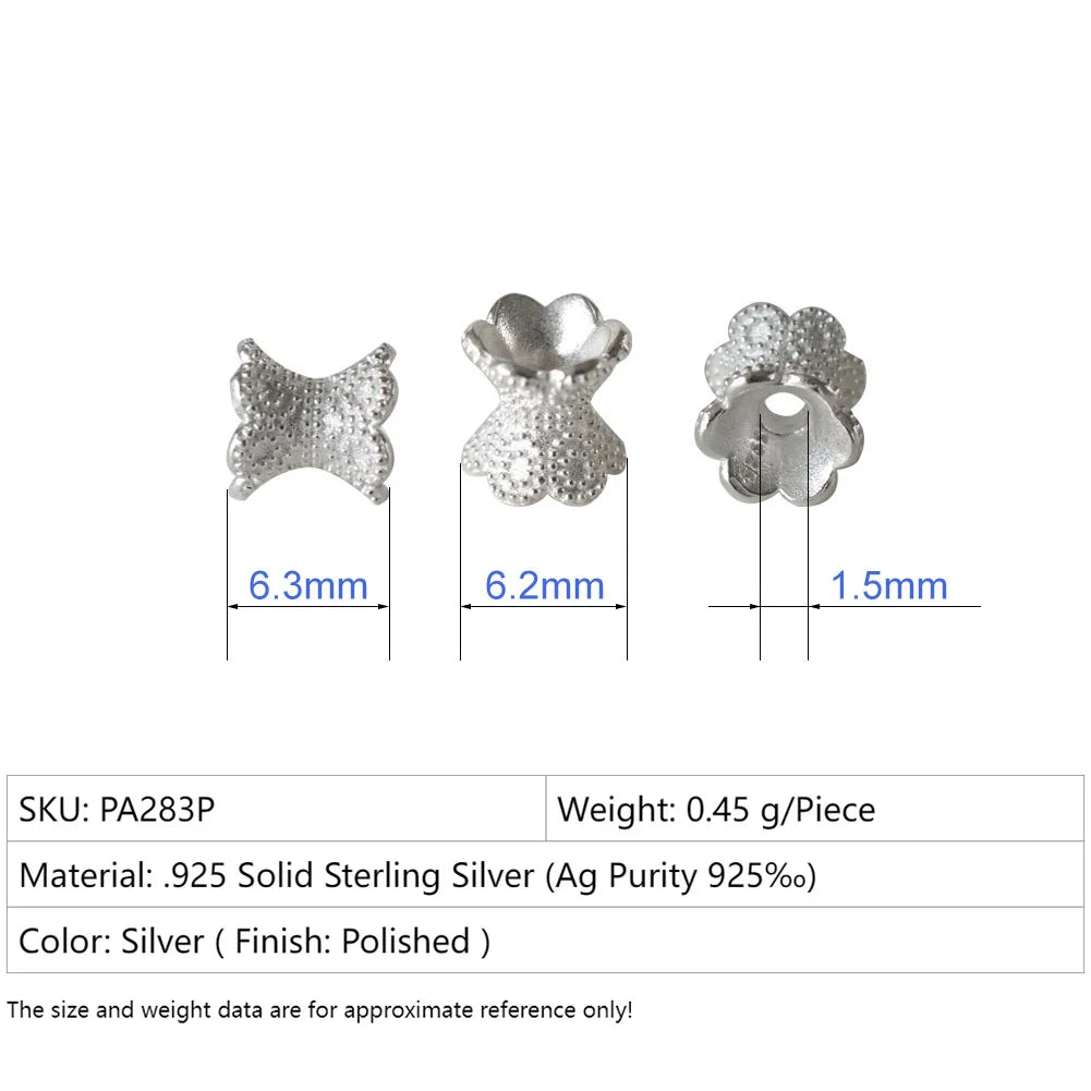 925 Sterling Silver Double Side Flower Beads Caps Spacer Beads for DIY Bracelet Necklace Jewelry Making