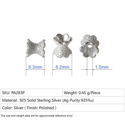 925 Sterling Silver Double Side Flower Beads Caps Spacer Beads for DIY Bracelet Necklace Jewelry Making