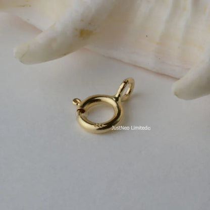Solid 18k Karat Yellow Gold Spring Ring Clasp 5mm Au750 18ct Round Buckle for Necklace Jewelry Findings and Components
