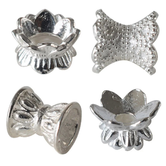 925 Sterling Silver Double Side Flower Beads Caps Spacer Beads for DIY Bracelet Necklace Jewelry Making