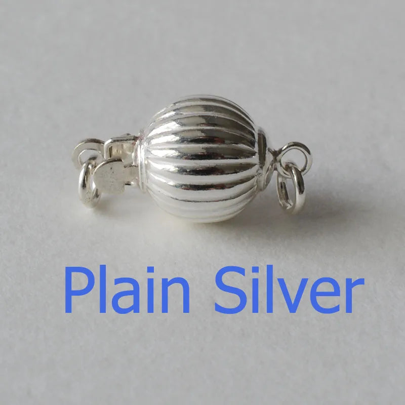 solid 925 sterling silver clasp,round corrugated box tab buckle with safety loop clasp