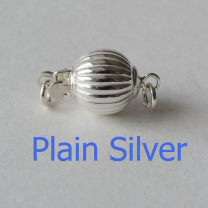 solid 925 sterling silver clasp,round corrugated box tab buckle with safety loop clasp