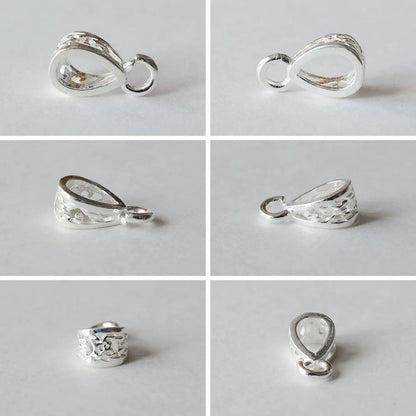 Solid .925 Sterling Silver Slider Pendant Clasp Bail Connector with open jumpring, jewelry DIY silver Accessories
