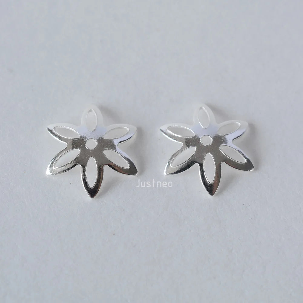 solid 925 sterling silver flower bead cap, spacer bead caps, jewelry DIY silver findings/components