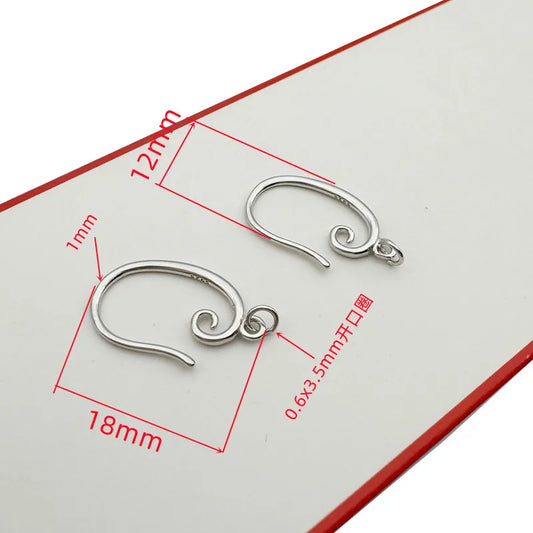 1 Pair Solid 925 Sterling Silver Earring Hooks DIY Jewelry Making Gold Color Round