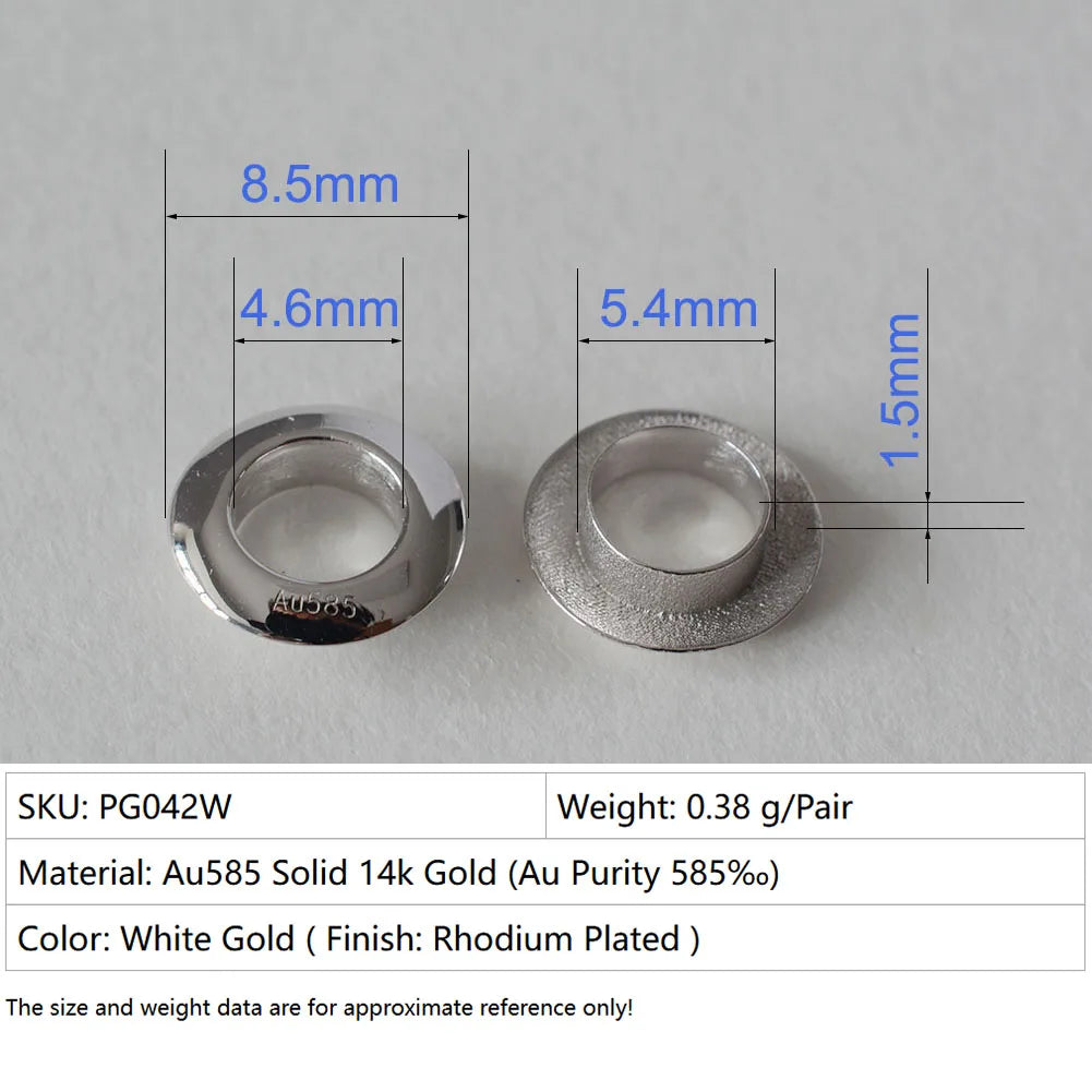 AU585 Solid 14k Carat Gold Eyelet Rivets for Big Hole Beads, jewelry DIY gold findings/components