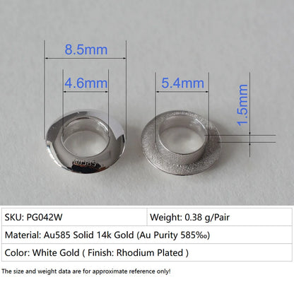 AU585 Solid 14k Carat Gold Eyelet Rivets for Big Hole Beads, jewelry DIY gold findings/components
