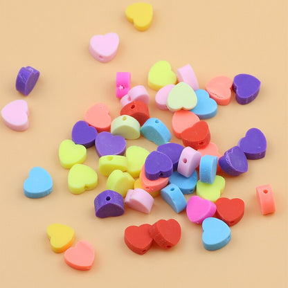 50pcs Heart Polymer Clay Beads DIY Kit
