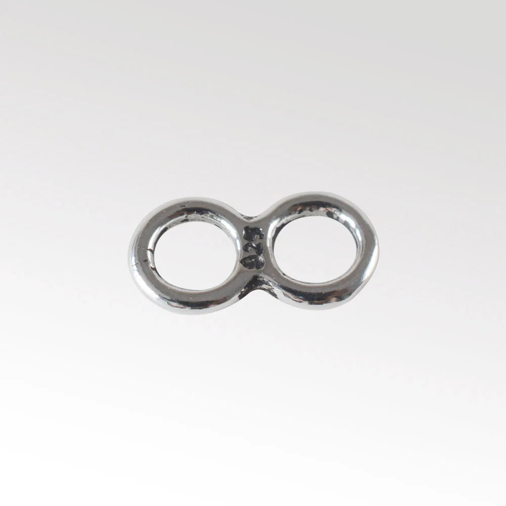 925 Sterling Silver Figure 8 Double Ring Connector Links, Oxidized Silver Double Ring Chain End Connector