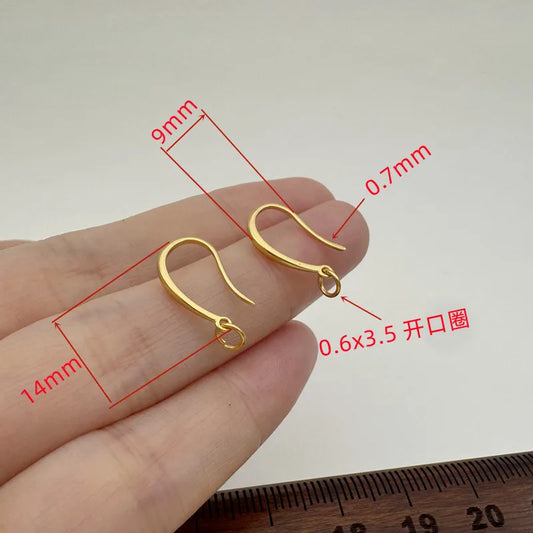 1Pair Solid 925 Sterling Silver Earring Hooks 18k Gold Color 9x14mm Simple DIY Jewelry Accessories Making Components
