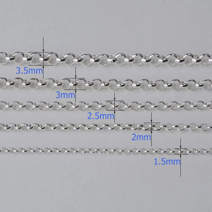 Silver Rolo Chain, 925 Silver Belcher Chains,Sterling Silver Rollo/Rolo Link Cable Chain for jewelry making Sterling Sil