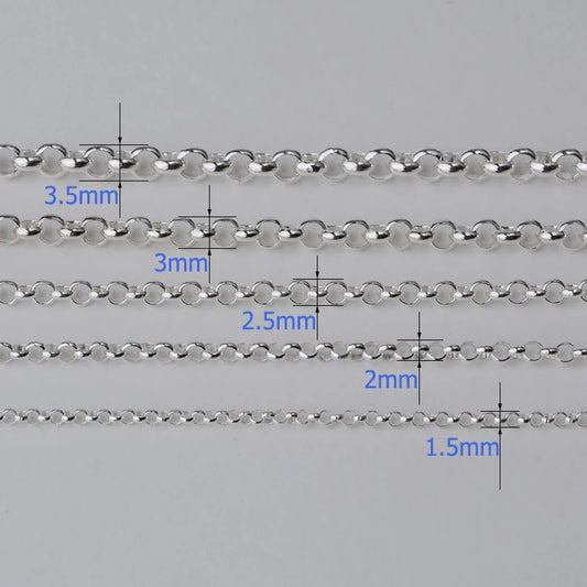 Silver Rolo Chain, 925 Silver Belcher Chains,Sterling Silver Rollo/Rolo Link Cable Chain for jewelry making Sterling Sil