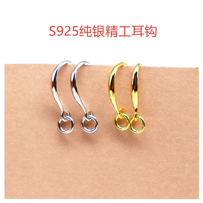 1 Pair Solid 925 Sterling Silver Earring Hook with Open Loop DIY Jewelry Componets Making Accessories Finding Original