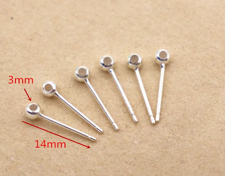 1Pair Solid 925 Sterling Silver Earring Studs Ear Post Making with Silicon Hollow for Jewelry Findings DIY Accessories
