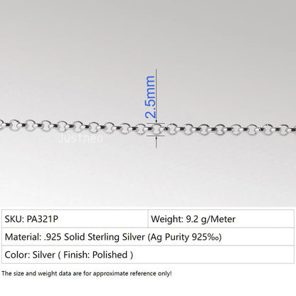 Silver Rolo Chain, 925 Silver Belcher Chains,Sterling Silver Rollo/Rolo Link Cable Chain for jewelry making Sterling Sil