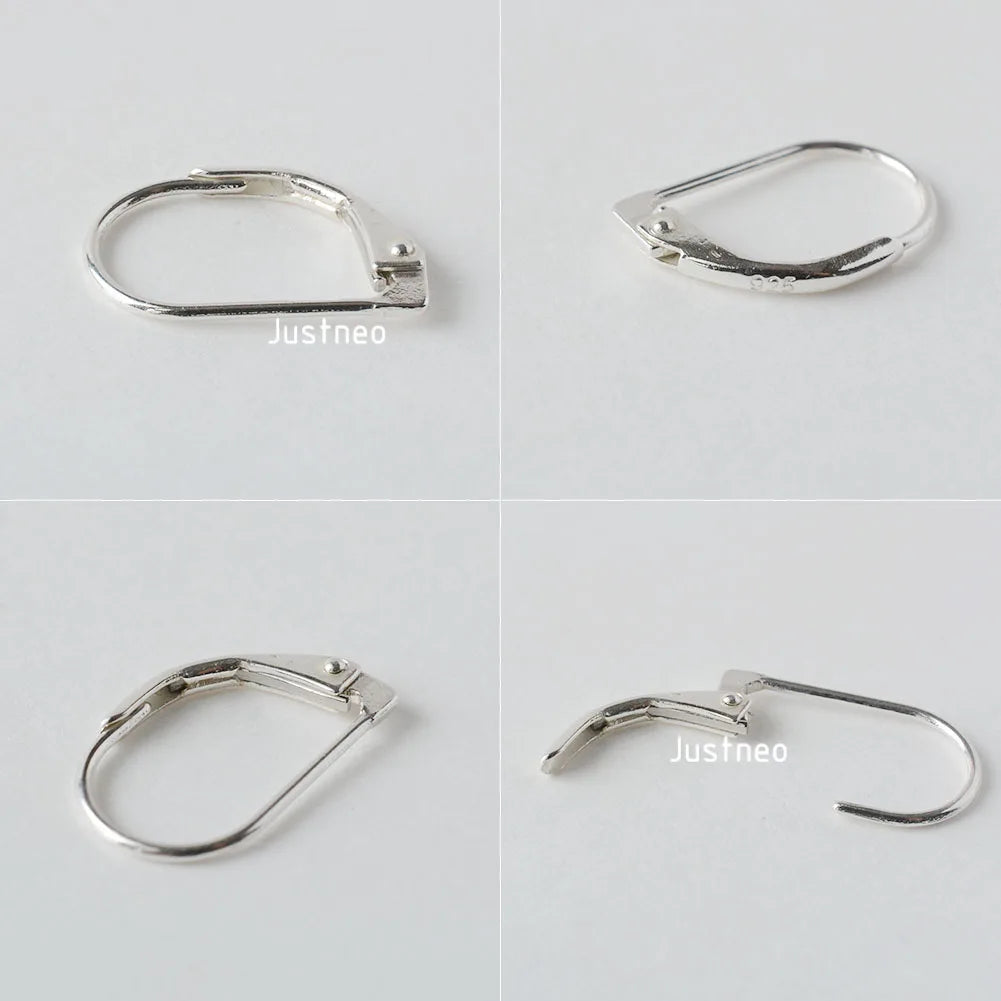 Solid 925 Sterling Silver Hinged French Leverback Eearwire Hook Findings , snap hook for Earring Jewelry DIY