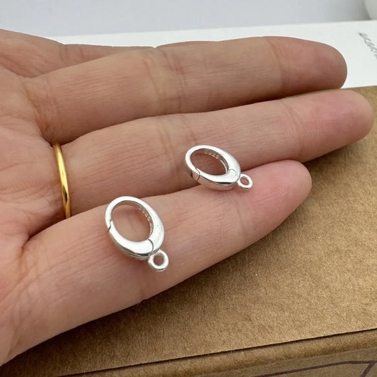 1PCS Solid 925 Sterling Silver Lobster Buckle Spring Buckle Pearl Chain Connector DIY Accessories Making Components Finding