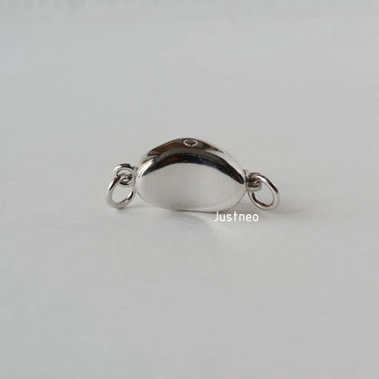 solid 925 sterling silver pea-shaped security tab clasp for necklace/bracelet