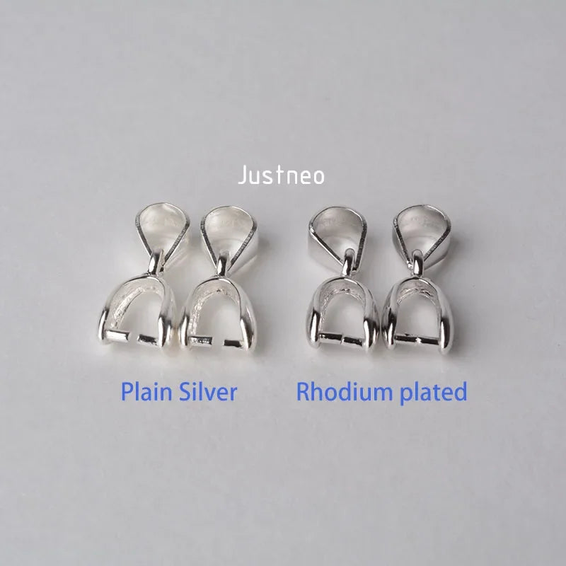 solid 925 sterling silver bail pendant clasp connector, pinch bail with ice-pick for necklace & pendant silver jewelry, L