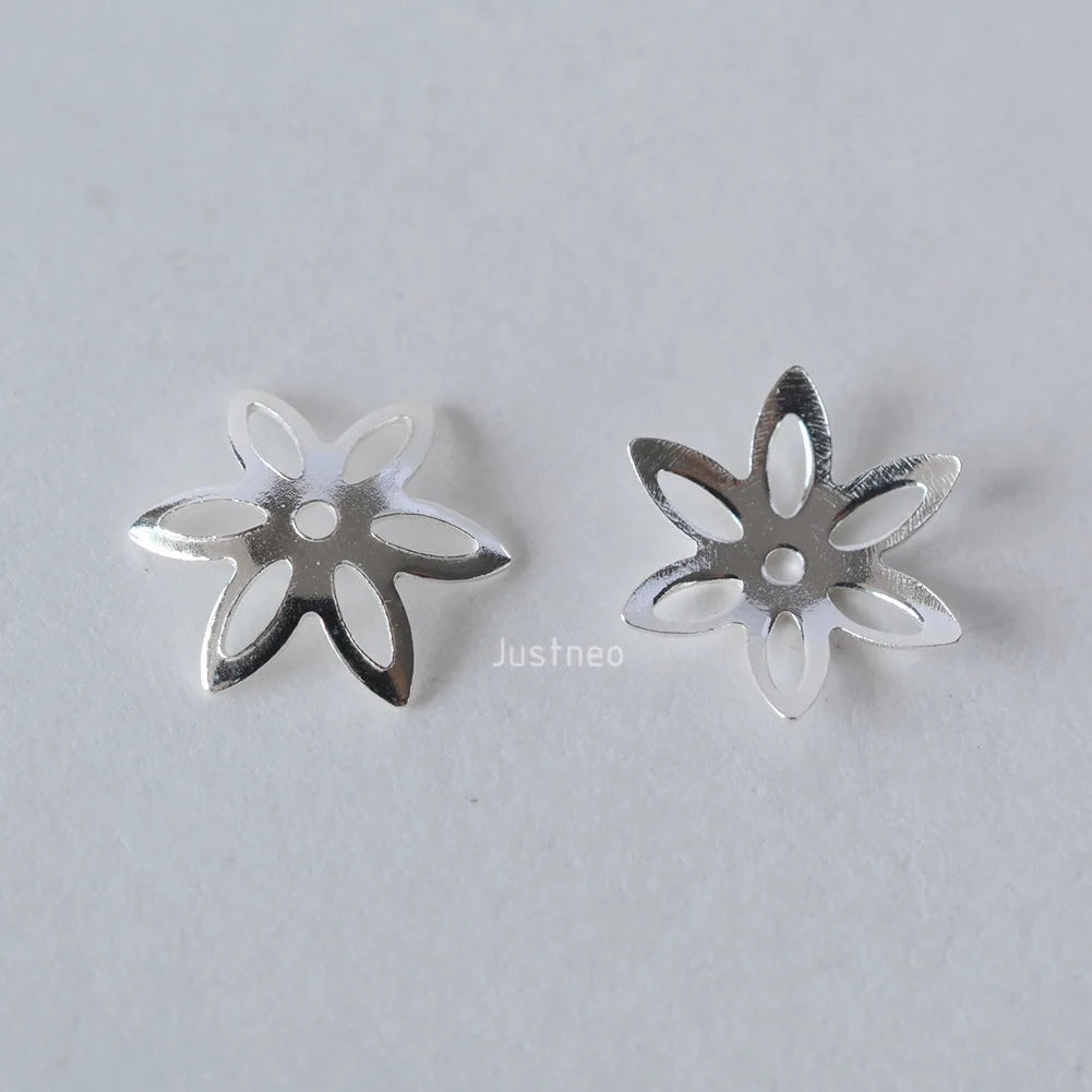solid 925 sterling silver flower bead cap, spacer bead caps, jewelry DIY silver findings/components