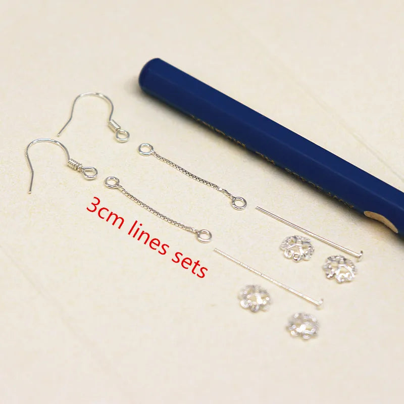 1Pair 925 Sterling Silver Earrling Settings Diy Jewelry Making Components For Round Beads Findings