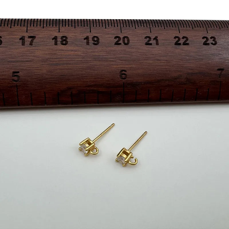1Pair Solid 925 Sterling Silver Earring Studs with Open Jump RIng 3mm-5mm 4mm DIY Jewelry Making Accessories Finding