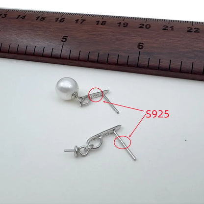 1Pair Solid 925 Sterling Silver Earring Studs DIY Accessories Making for Pearl Crystal Components Finding