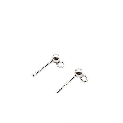 3mm Solid 925 Sterling Silver Ball Earring Post with Open Jump Ring  DIY Components Jewelry Making Earring Accessories Findings