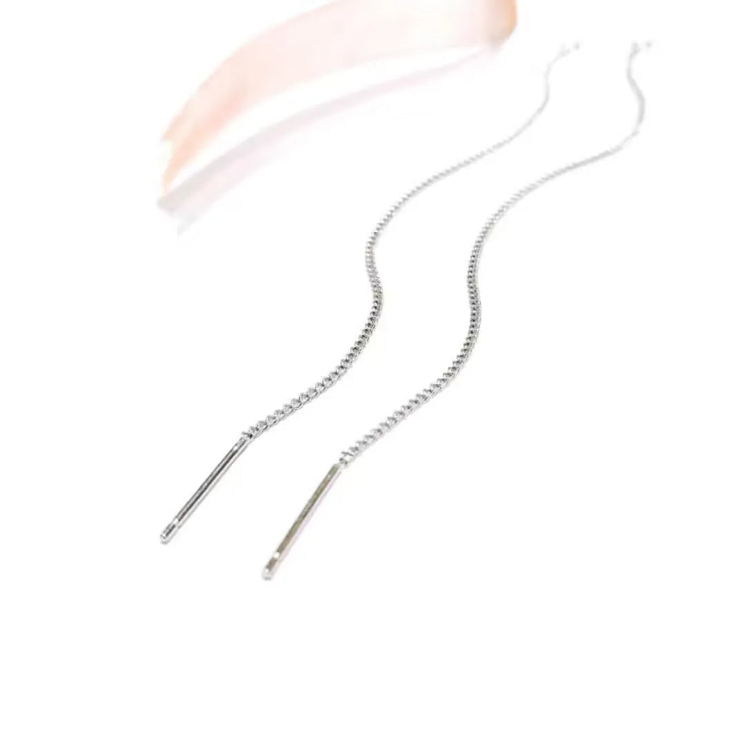 1Pair Solid 925 Sterling Silver 7cm Earring Simple DIY Accessories Women's Handmade Side Ear Thread Jewelry Making Components