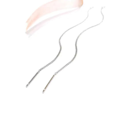 1Pair Solid 925 Sterling Silver 7cm Earring Simple DIY Accessories Women's Handmade Side Ear Thread Jewelry Making Components