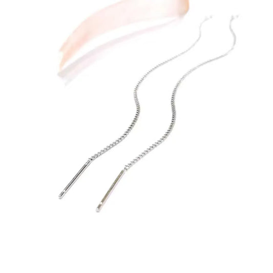 1Pair Solid 925 Sterling Silver 7cm Earring Simple DIY Accessories Women's Handmade Side Ear Thread Jewelry Making Components