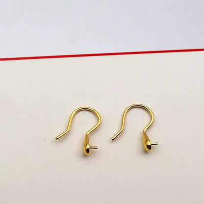 Solid 925 Sterling Silver Earring Hook High-Heeled with Pear Fitting Diy Jewelry Findings Women Components Making 1 Pair