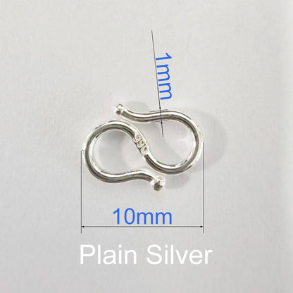 Solid 925 Sterling Silver S-shaped Clasp Hook  ,1piece