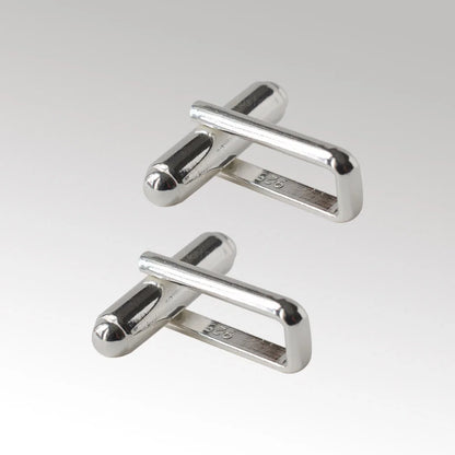 Solid 925 Sterling Silver Cufflink Fitting Base Round Bar with U Arm Assembled, DIY components