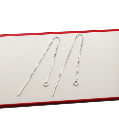 Solid 925 Sterling Silver Box Chain Earring Wire with Open Jump Ring DIY Jewelry Making Accessories Hypoallergenic 1 Pair